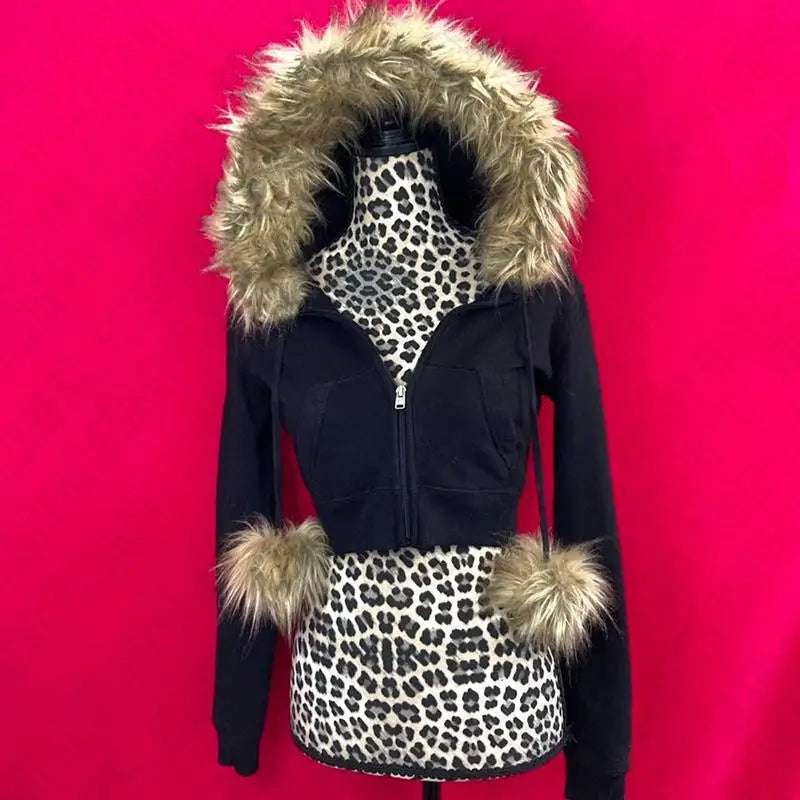 Harajuku Leopard print Grunge Goth Y2K Zip up