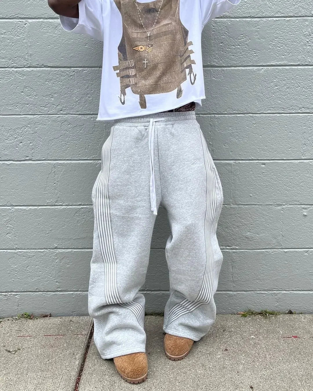 Y2k Embroidered Gray sweatpants