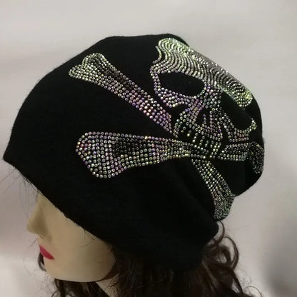 Skull Rhinestone Knitted Beanie