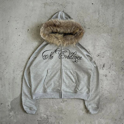 Fur zip up hoodie