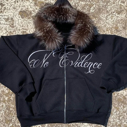 Fur zip up hoodie