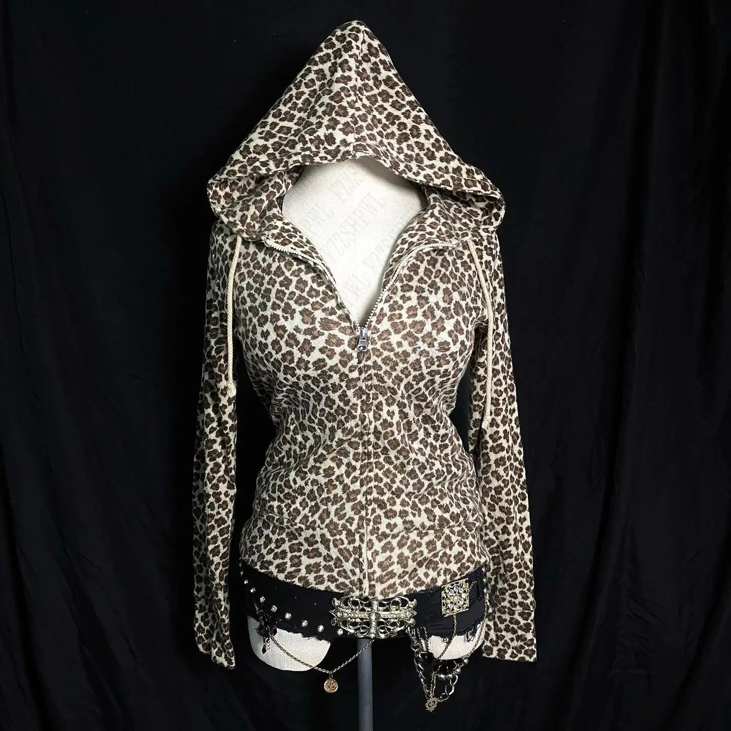 Harajuku Leopard print Grunge Goth Y2K Zip up